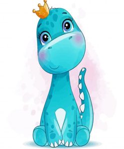 Cute Blue Dinosaur paint by numbers