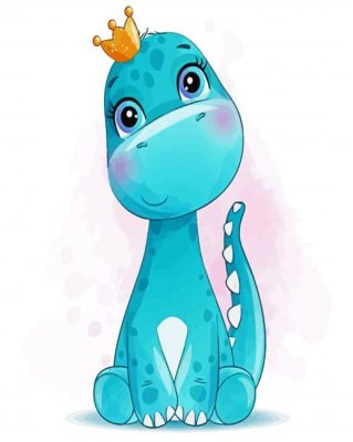 Cute Blue Dinosaur paint by numbers