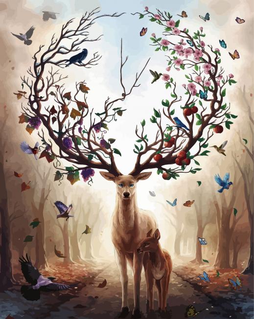 Fantasy Seasons Stag paint by numbers