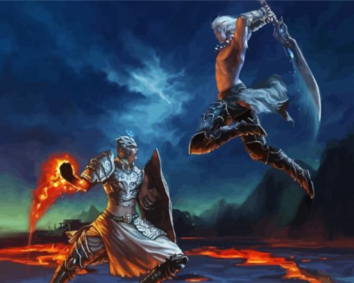 Fantasy Fighters paint by numbers