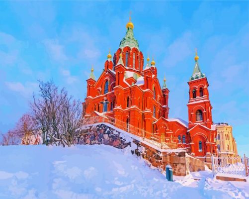 Snowy Uspenski Cathedral paint by numbers