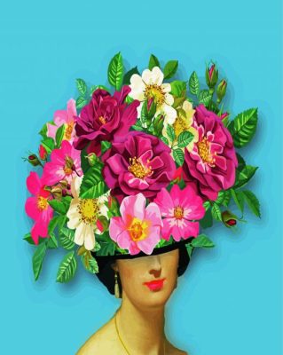 Floral Woman Head paint by numbers