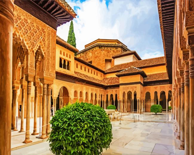 Granada Alhambra Palace paint by numbers