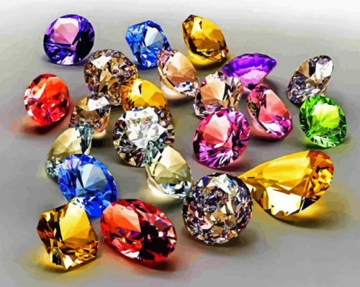 Luxury Colorful Gemstones paint by numbers