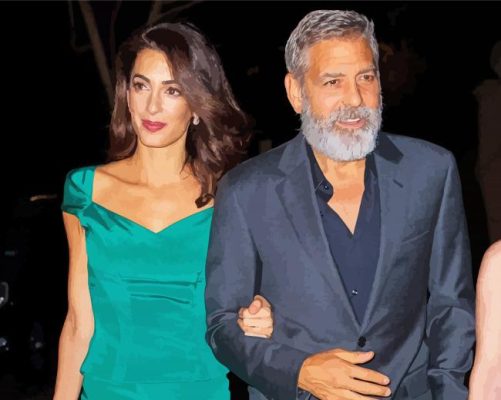 George Clooney And His Wife paint by numbers