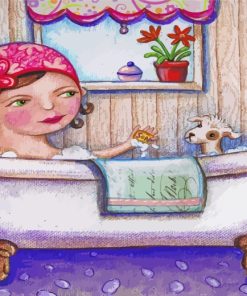 Girl's Bath Time paint by numbers