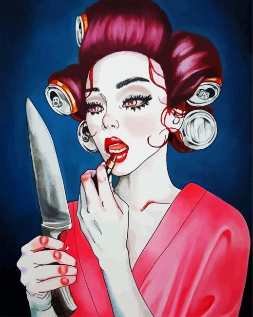 Girl Doing Lipstick paint by numbers