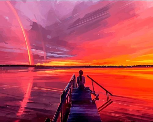 Girl Sitting On Dock paint by numbers