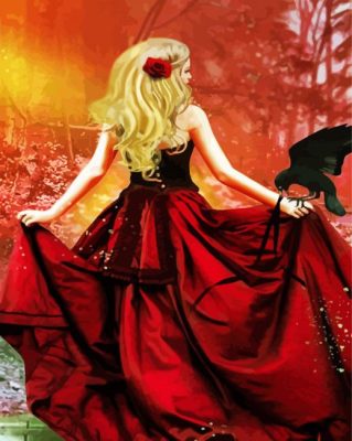 Girl With Ball Gown Dress paint b numbers