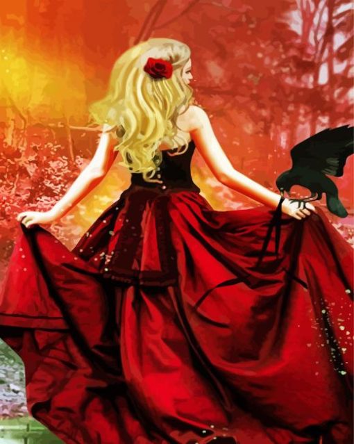 Girl With Ball Gown Dress paint b numbers