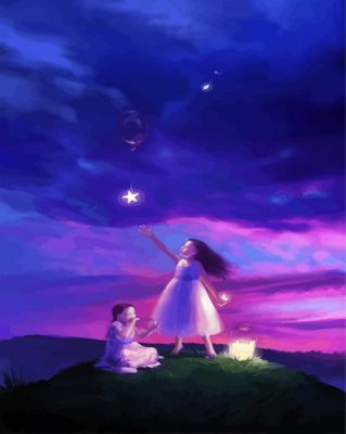 Girls Catching Stars paint by numbers