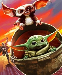 Baby Yoda And Gizmo paint by numbers