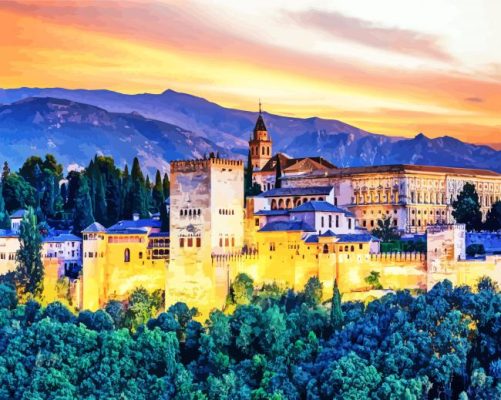 Aesthetic Alhambra Palace In Granada paint by numbers