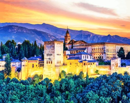 Aesthetic Alhambra Palace In Granada paint by numbers