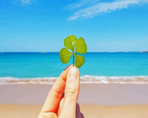 Green Lucky Leaf paint by numbers