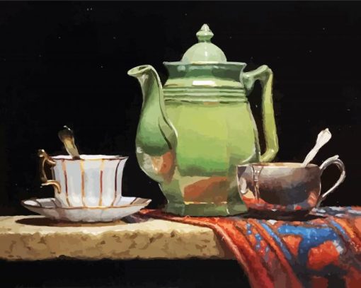 Green Teapot paint by numbers