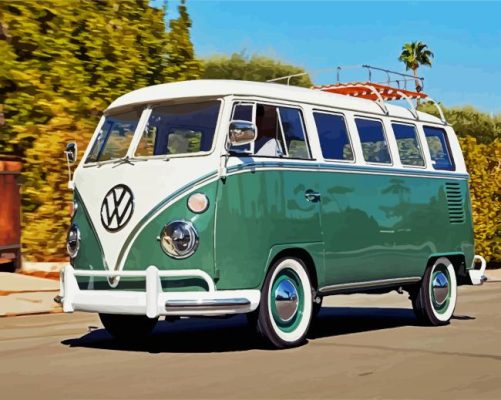 Green Volkswagen Combi paint by numbers