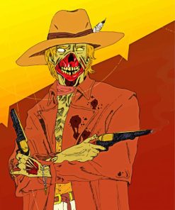 Scary Gunslinger Zombie paint by numbers