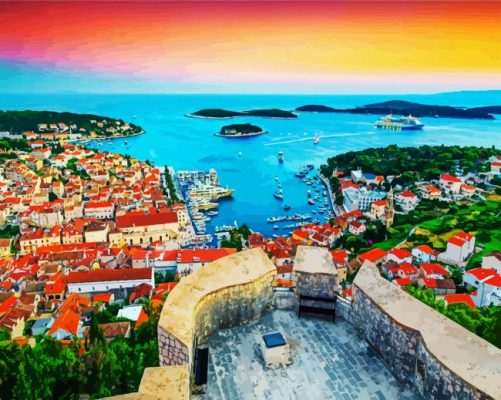 Hvar Croatia At Sunset paint by numbers