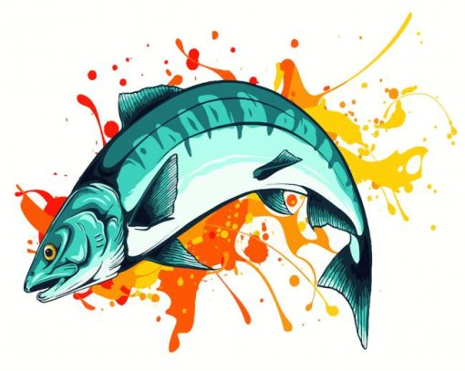 Illustration Salmon Fish paint by numbers