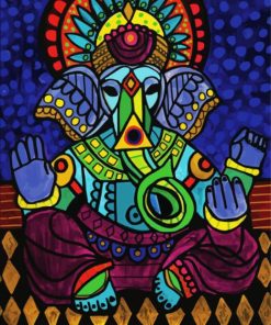 Indian Elephant Folk Art paint by numbers