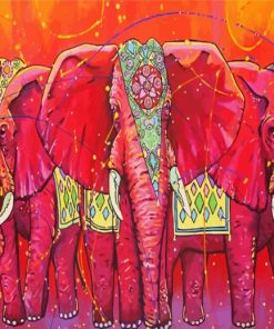 Indian Elephants Art paint by numbers