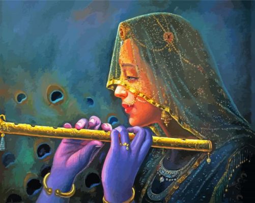 Indian Flute Player Art paint by numbers