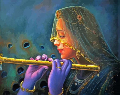 Indian Flute Player Art paint by numbers