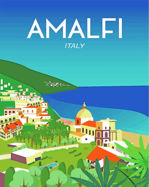Italy Amalfi Coast Poster paint by numbers