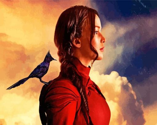 Katniss Everdeen With Bird paint by numbers