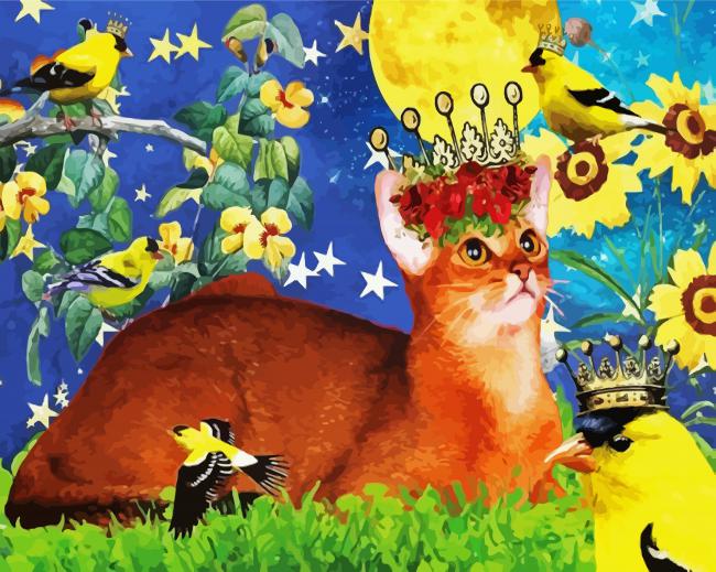 King Cat And Goldfinch paint by numbers