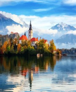 Lake Bled In Fall paint by numbers