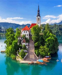 Bled Island Slovenia paint by numbers