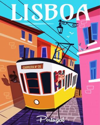 Tourist Tram Lisboa Poster paint by numbers