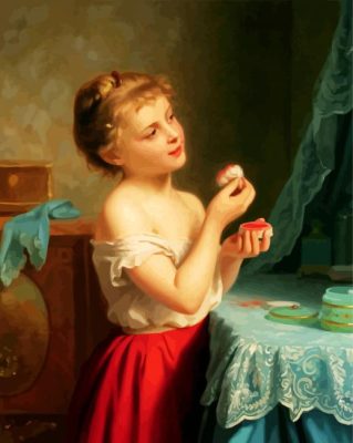 Little Girl Doing Makeup paint by numbers