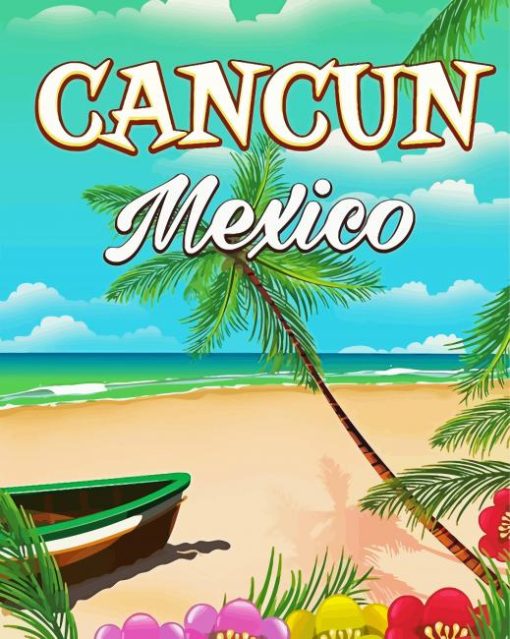 Aesthetic Cancun Poster paint by numbers