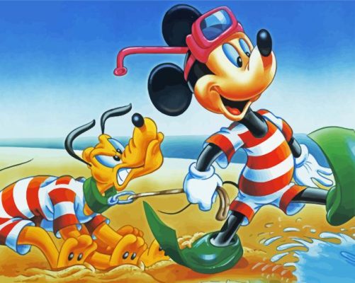 Pluto And Mickey Mouse paint by numbers