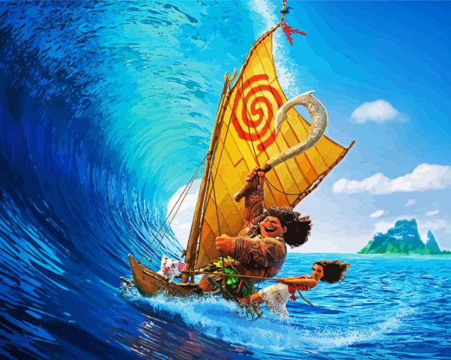 Moana And Maui Characters paint by numbers