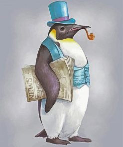 Mr Penguin With Newspapers paint by numbers