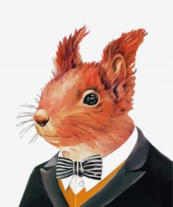 Mister Squirrel With Suit paint by numbers