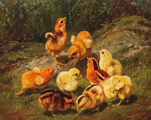 Cute Nine Chicks paint by numbers