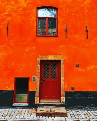 Old House With Wooden Door paint by numbers