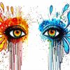 Orange Blue Splash Eyes paint by numbers