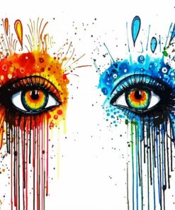 Orange Blue Splash Eyes paint by numbers