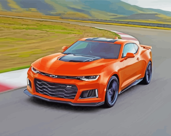 Orange Chevrolet Camaro paint by numbers