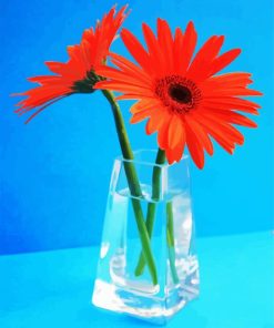 Orange Gerbera In Glass paint by numbers