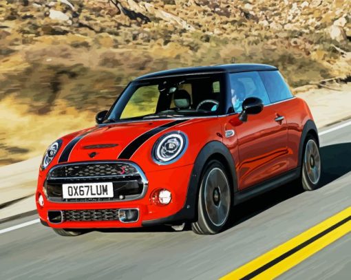Cool Mini Cooper On Road paint by numbers