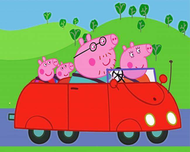 Peppa Family In Car paint by numbers