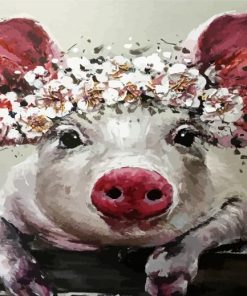 Pig With Flowers paint by numbers