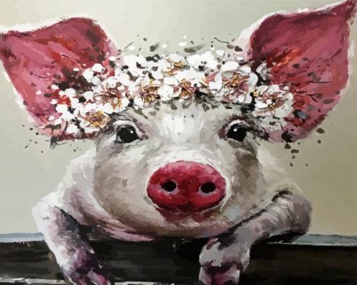 Pig With Flowers paint by numbers